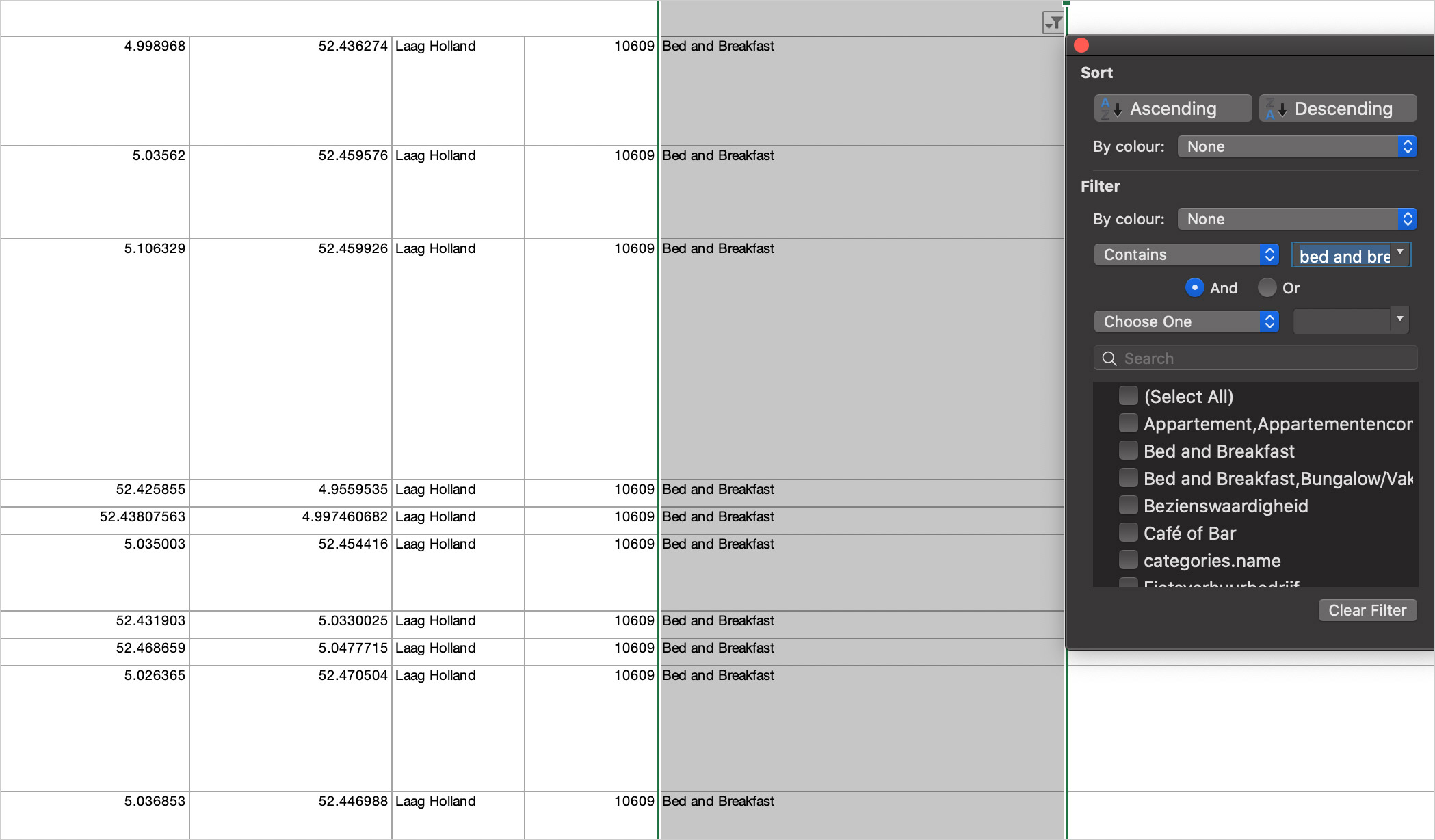 Voorbeeld van slimme filtering in Excel