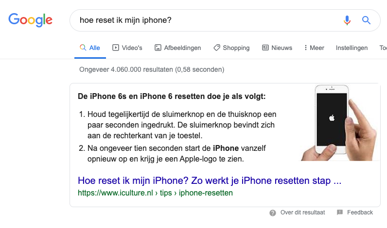 Hoe reset ik mijn iphone